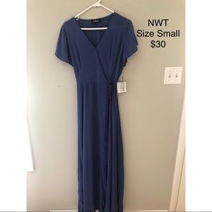 Heart of Marigold Denim Blue Wrap Maxi Dress